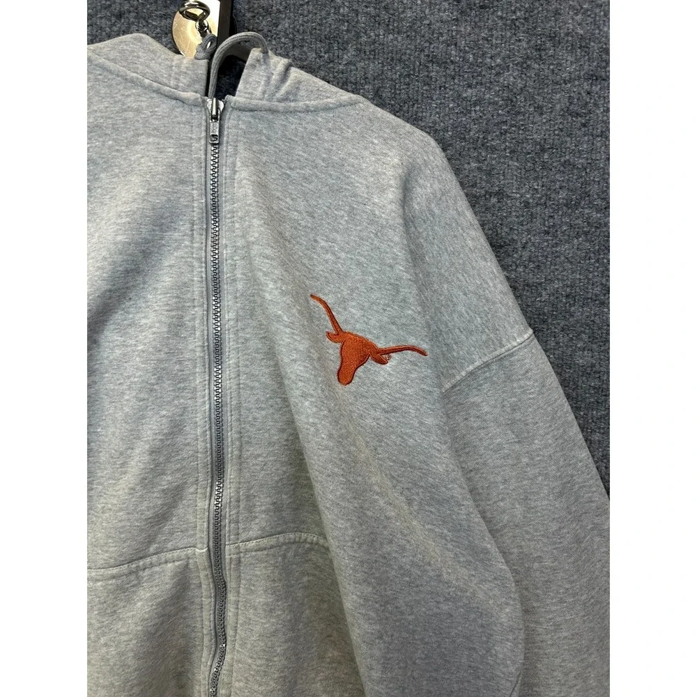 VTG Nike Team Texas Longhorns Full Zip Hoodie Men's Gray Fleece Sports - Large